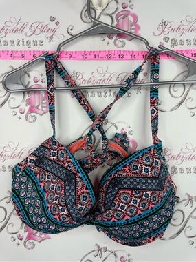 La Vie En Rose bikini top Pink & Teal Patterned Push-Up Bikini Top